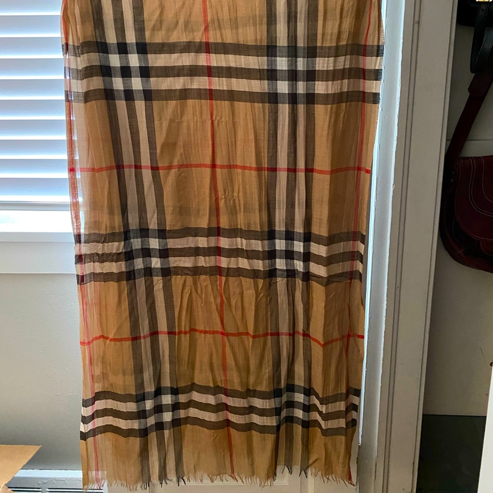 Burberry Lightweight Check Wool Silk Scarf